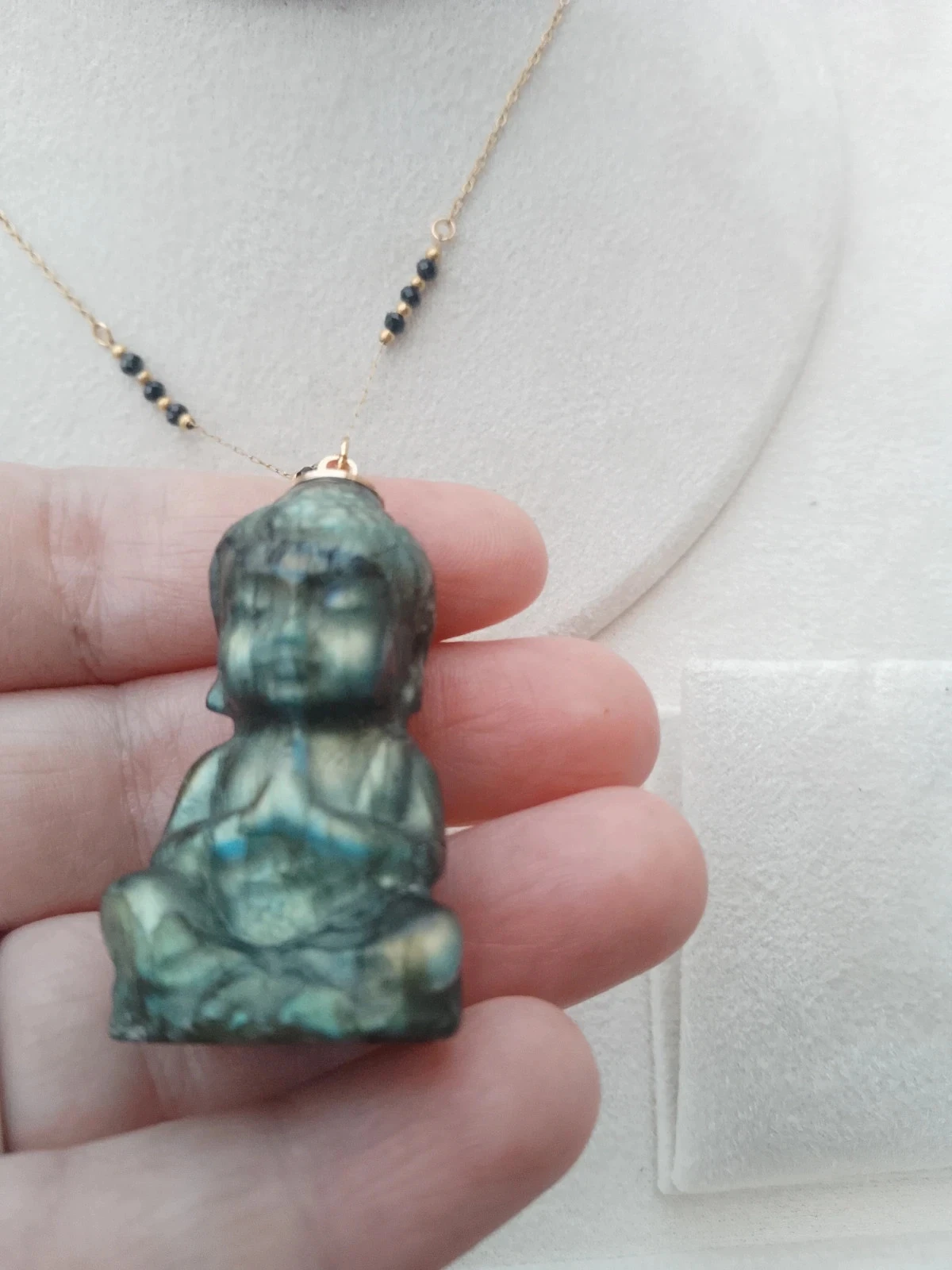 Collier sautoir bouddha en pierre de labradorite – photo 5